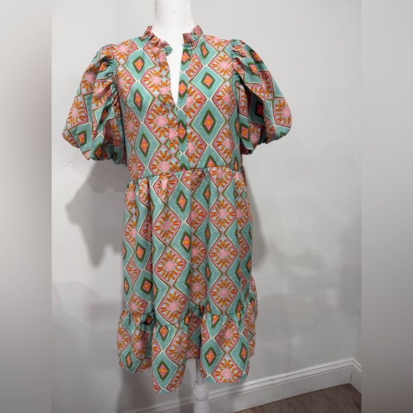 GeeGee Size L Geometric Patterned Dress - Picture 5 of 16